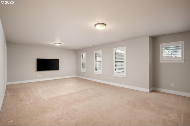 basement with light carpet