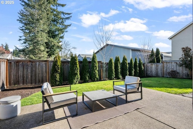 view of patio featuring an outdoor hangout area