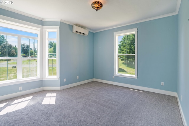 18266 S Holly Ln, Oregon City, OR 97045 - carpeted spare room featuring a wall unit AC, plenty of natural light, ornamental molding, and baseboards