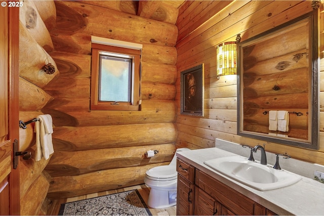6154 View Rd, Florence, OR 97439 - bathroom with vanity and log walls