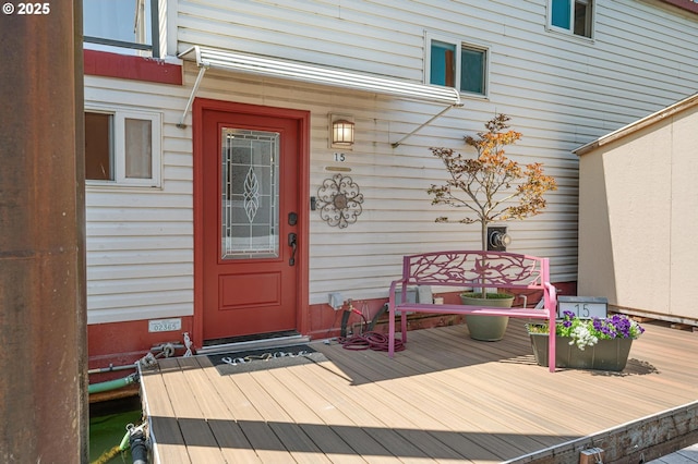 429 N Bridgeton Rd # 15, Portland, OR 97217 - doorway to property featuring a wooden deck