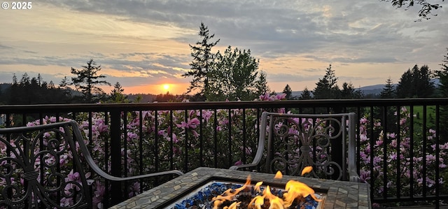 balcony with a fire pit
