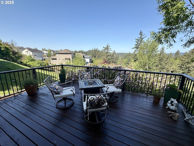 deck with a fire pit
