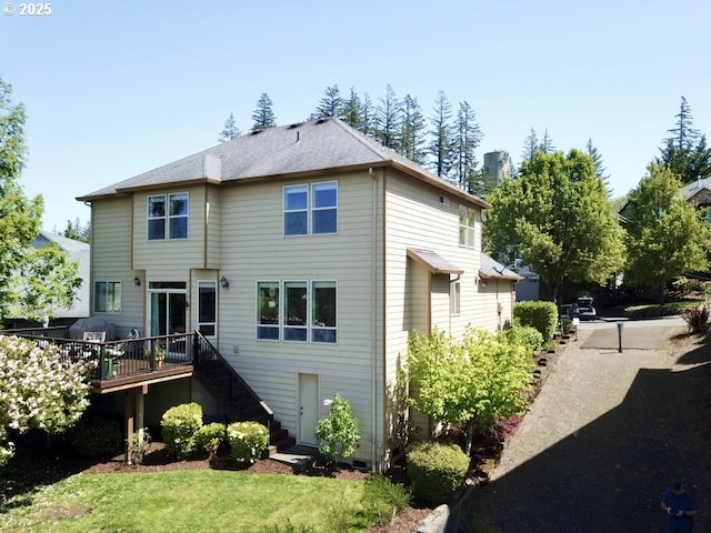 4119 Forest View Dr, Washougal, WA 98671 - rear view of house with stairway and a deck
