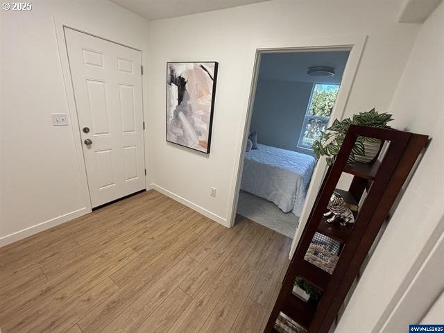 foyer with light hardwood / wood-style floors