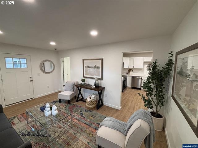 living room featuring light hardwood / wood-style floors