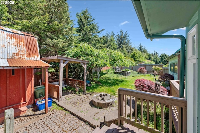 705 Prefontaine Dr, Coos Bay, OR 97420 - view of patio with a fire pit