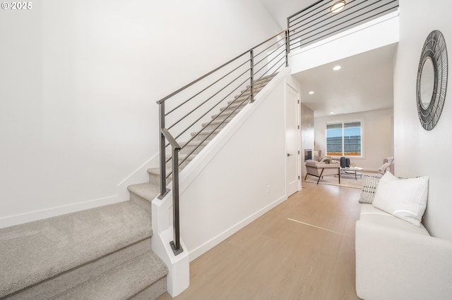4308 N 12th Way, Ridgefield, WA 98642 - staircase with recessed lighting, baseboards, and wood finished floors