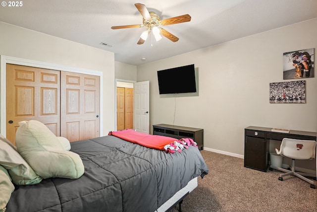 16117 SE Goosehollow Dr, Damascus, OR 97089 - carpeted bedroom with ceiling fan and a closet