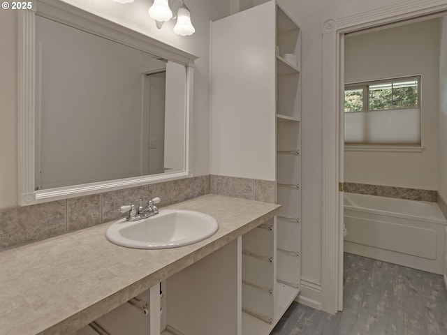 17234 Oakdale Rd, Dallas, OR 97338 - bathroom featuring vanity and wood finished floors