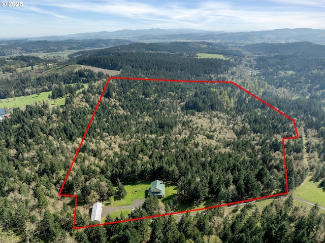 17234 Oakdale Rd, Dallas, OR 97338 - drone / aerial view with a mountain view and a wooded view