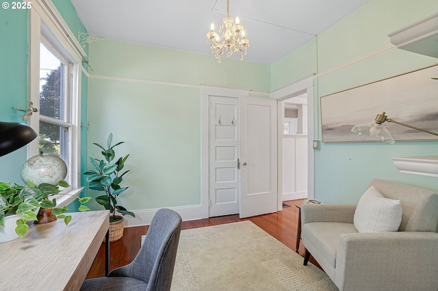 7315 N Smith St, Portland, OR 97203 - home office with a chandelier and wood finished floors