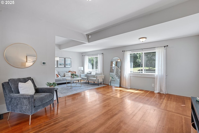7315 N Smith St, Portland, OR 97203 - living area featuring hardwood / wood-style flooring and stairway