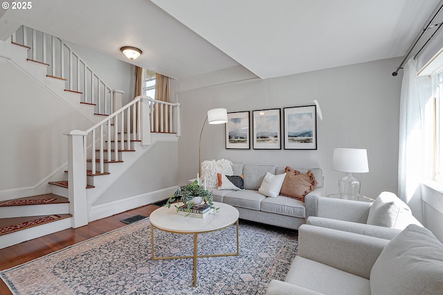 7315 N Smith St, Portland, OR 97203 - living room featuring wood finished floors and stairway
