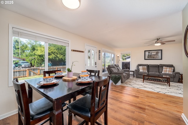 33218 SW Day St, Scappoose, OR 97056 - dining area featuring plenty of natural light, light wood-style floors, and ceiling fan