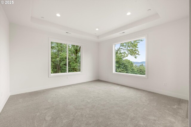 8120 SE 145th Ct, Portland, OR 97236 - empty room with a tray ceiling, healthy amount of natural light, carpet flooring, and recessed lighting