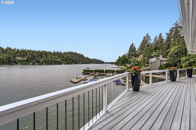 deck with a water view