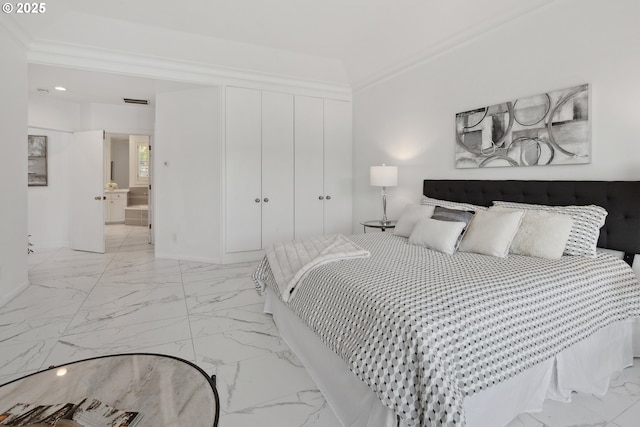 1308 Northshore Rd, Lake Oswego, OR 97034 - bedroom with light marble finish flooring, a closet, and connected bathroom