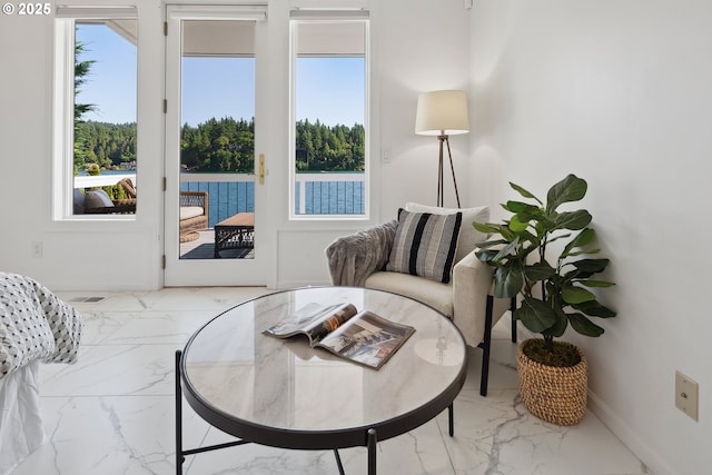 1308 Northshore Rd, Lake Oswego, OR 97034 - living area with marble finish flooring and baseboards
