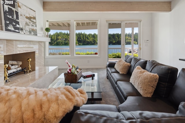 1308 Northshore Rd, Lake Oswego, OR 97034 - living area with carpet and a high end fireplace