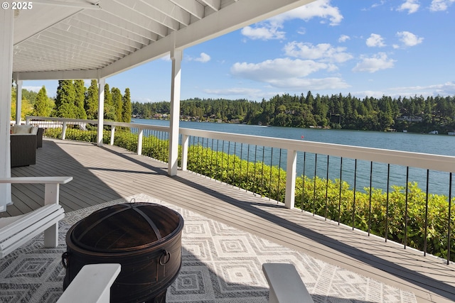 1308 Northshore Rd, Lake Oswego, OR 97034 - wooden deck featuring a water view and a view of trees