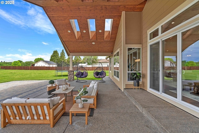 10704 NE 189th St, Battle Ground, WA 98604 - view of patio featuring a trampoline and an outdoor hangout area