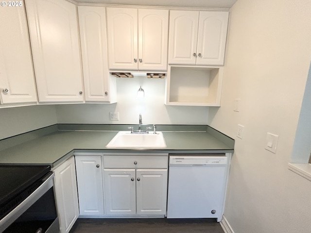 200 SW Florence Ave Unit I 14, Gresham, OR 97080 - kitchen with dishwasher, white cabinets, and stainless steel electric stove