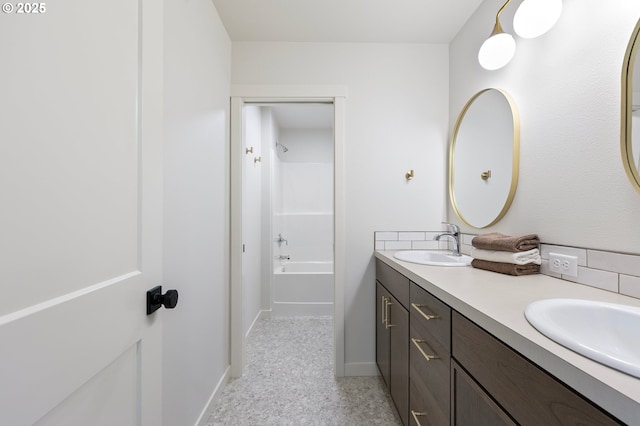 88104 7th St, Veneta, OR 97487 - full bath with double vanity, washtub / shower combination, and baseboards