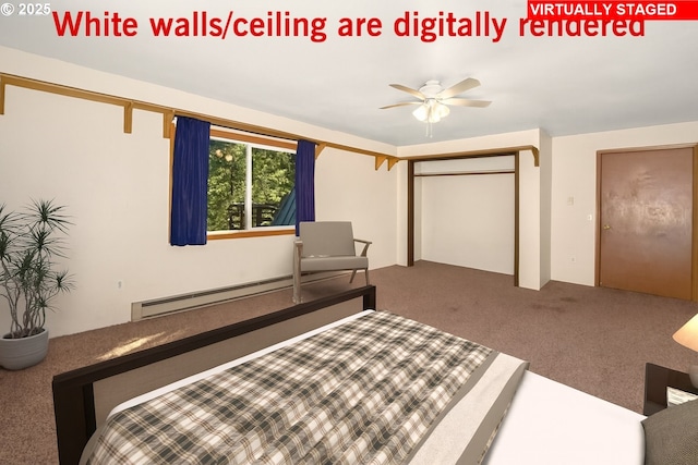 48395 High Leah Dr, Oakridge, OR 97463 - carpeted bedroom with baseboard heating and a closet