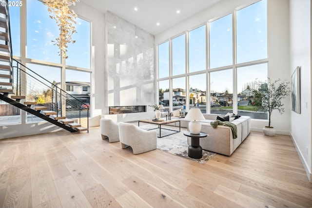 common area with a residential view and stairs