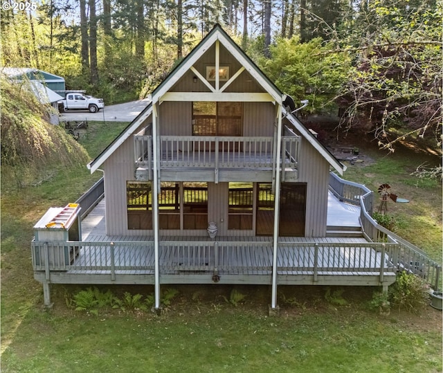 39402 NE 211th Ave, Amboy, WA 98601 - back of house featuring a wooden deck and a balcony