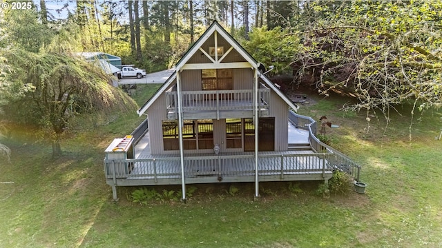 39402 NE 211th Ave, Amboy, WA 98601 - back of property featuring a deck and a lawn