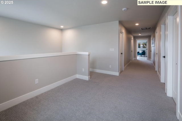 8002 N Haregrave St, Camas, WA 98607 - hall featuring light carpet, baseboards, visible vents, and recessed lighting