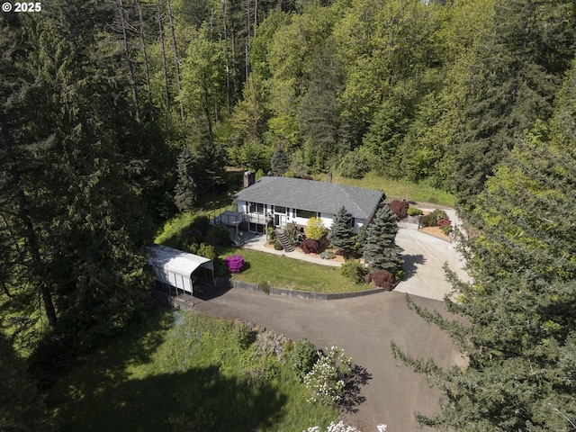 aerial view with a forest view
