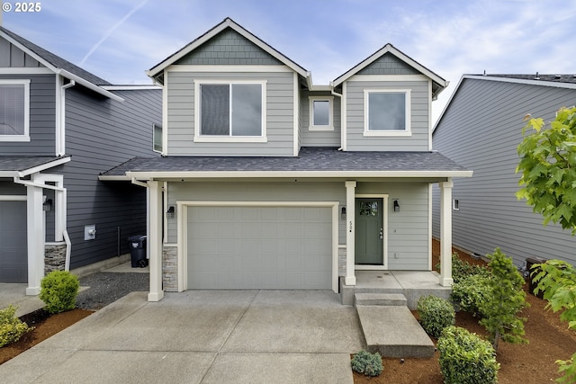 50 Shore Dr, Saint Helens, OR 97051 - view of front of property with driveway, a garage, and roof with shingles