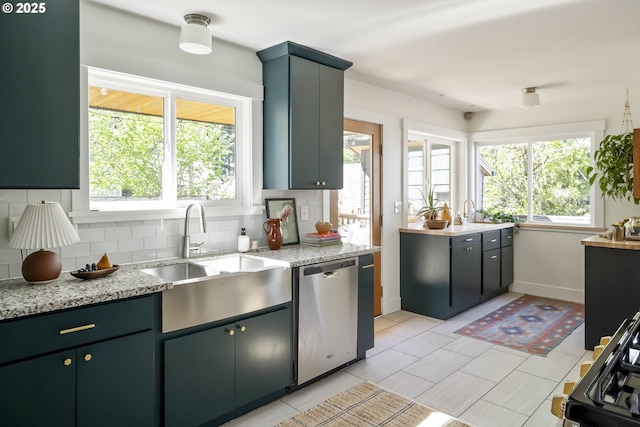 5835 NE 23rd Ave, Portland, OR 97211 - kitchen with dishwasher, backsplash, healthy amount of natural light, and gas range