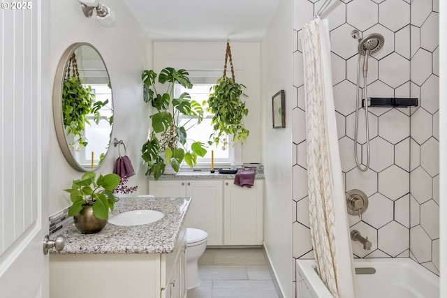 5835 NE 23rd Ave, Portland, OR 97211 - full bath with vanity, shower / bath combination with curtain, and tile patterned floors