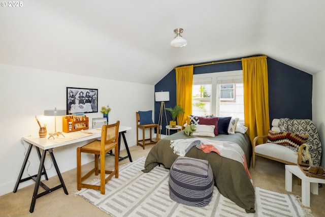 5835 NE 23rd Ave, Portland, OR 97211 - bedroom with vaulted ceiling, light colored carpet, and an office area