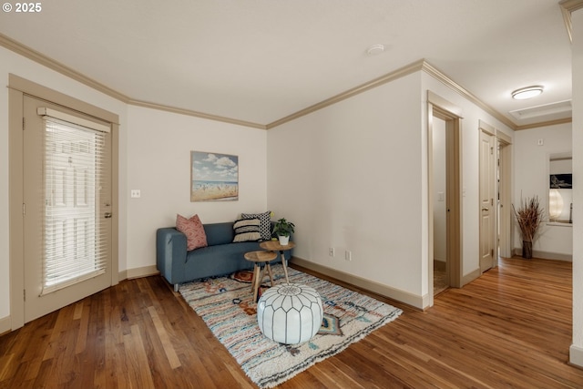 9334 N Lombard St Unit 7, Portland, OR 97203 - sitting room with wood finished floors and crown molding