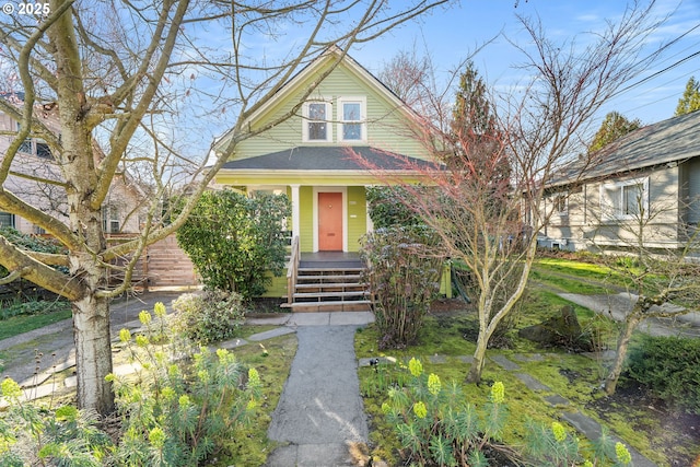 view of front of home featuring covered porch