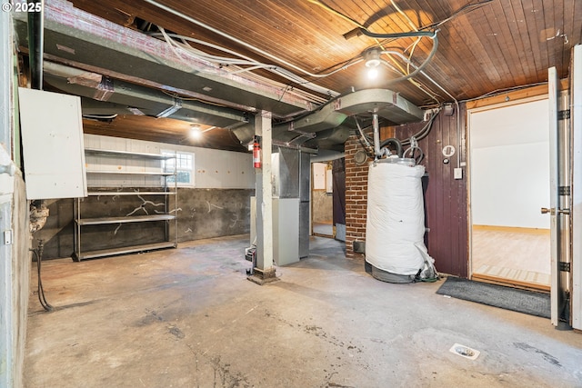 basement with heating unit