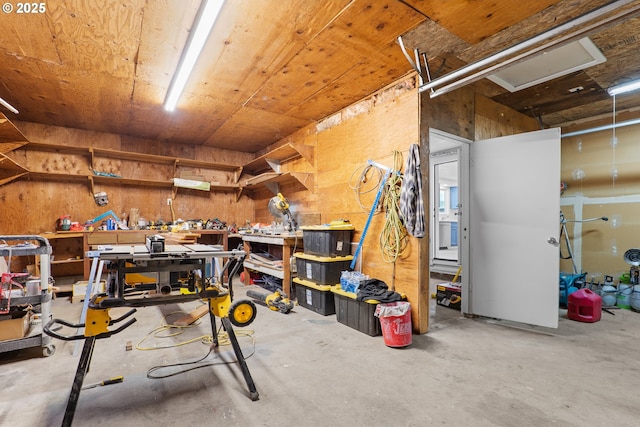 interior space with a workshop area