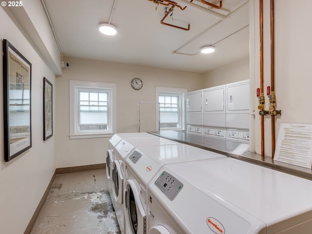 2015 NW Flanders St Unit 511, Portland, OR 97209 - community laundry room with estacked washer and dryer, washing machine and clothes dryer, and baseboards