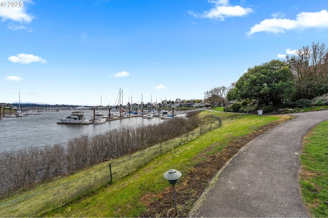 601 N Tomahawk Island Dr, Portland, OR 97217 - dock area featuring a water view and fence