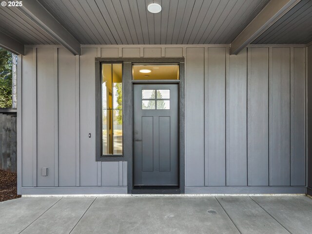 entrance to property with board and batten siding