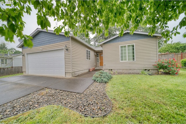 466 Raven Wood Ct, Saint Helens, OR 97051 - ranch-style house with an attached garage, concrete driveway, crawl space, and entry steps