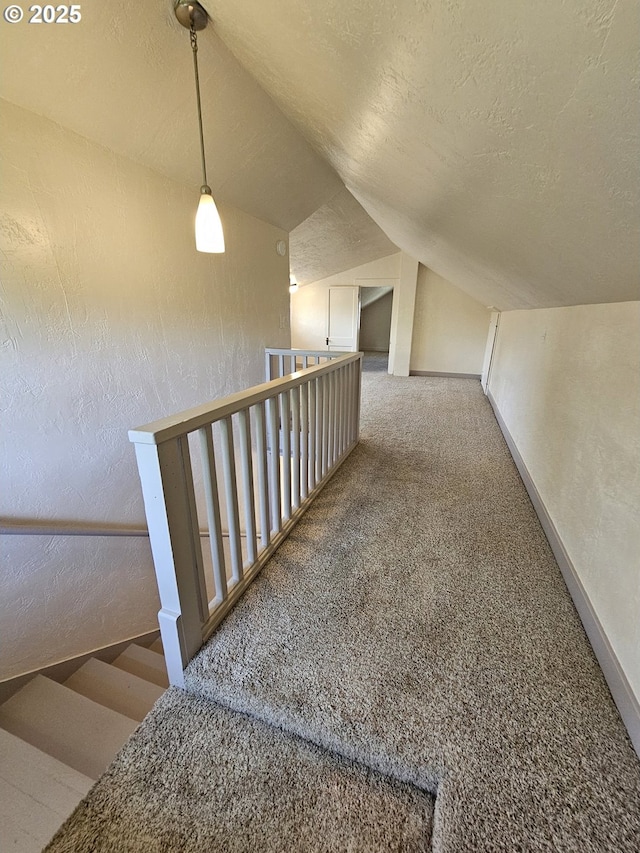 1760 W Broadway, Eugene, OR 97402 - bonus room with vaulted ceiling, a textured ceiling, carpet, and a textured wall