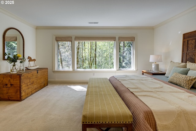 4054 Canal Woods Ct, Lake Oswego, OR 97034 - carpeted bedroom with multiple windows, visible vents, and ornamental molding