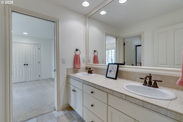4054 Canal Woods Ct, Lake Oswego, OR 97034 - full bathroom featuring recessed lighting, double vanity, baseboards, and a sink