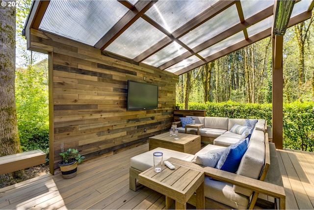 4054 Canal Woods Ct, Lake Oswego, OR 97034 - wooden terrace with outdoor lounge area